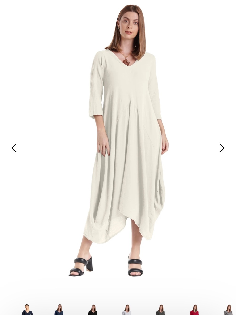 Oh My Gauze! Ivory V-Neck Flowing Midi Dress